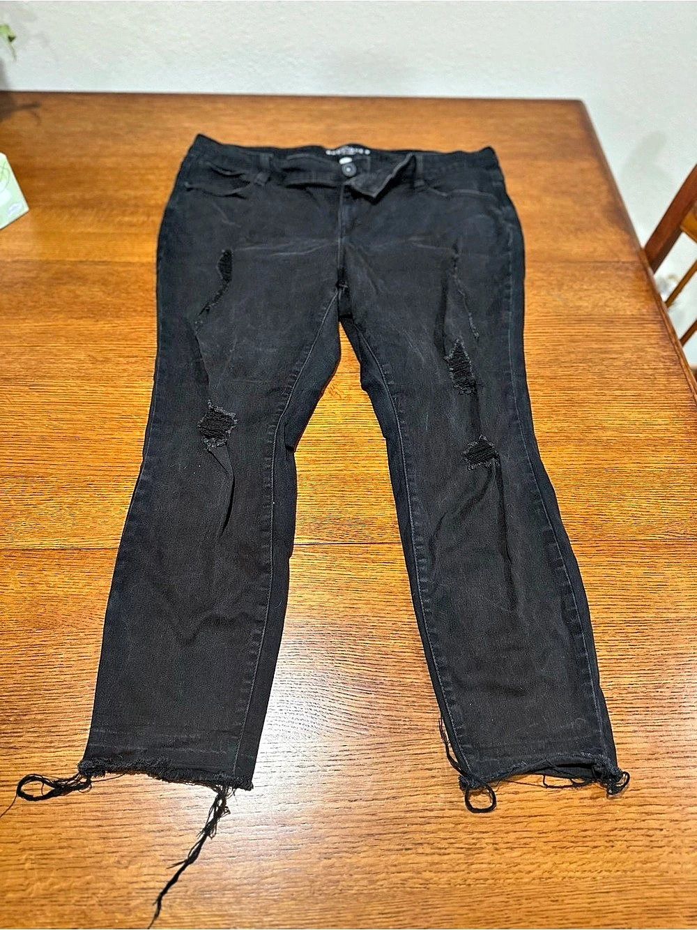 Boutique+ Skinny Distressed Black Jeans Waist 20w